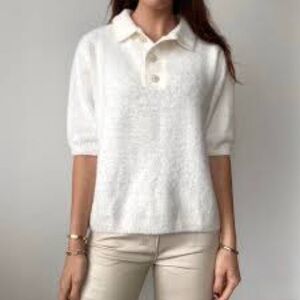 H&M White Collared Knit Sweater // Size XS